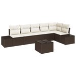 vidaXL Ensemble de canapé de jardin 7 Pièces Marron  crème Poly rotin