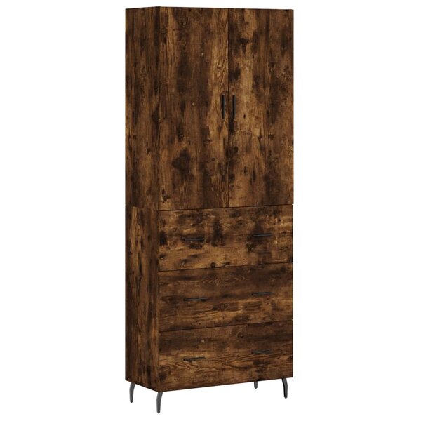 vidaXL Buffet haut Chêne fumé 69 5x34x180 cm Bois d'ingénierie