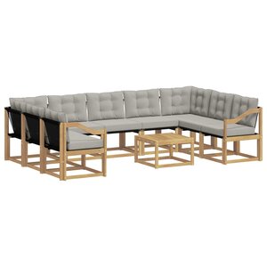 vidaXL Ensemble de canapés d'extérieur 10 Pièces Blanc et gris clair