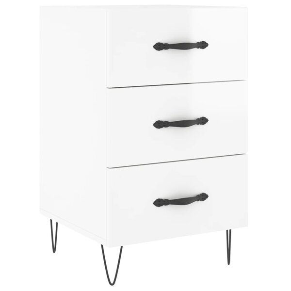 vidaXL Table de chevet blanc brillant 40x40x66 cm bois d'ingénierie