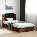 vidaXL Cadre de lit avec LED sans matelas chêne fumé 100x200 cm