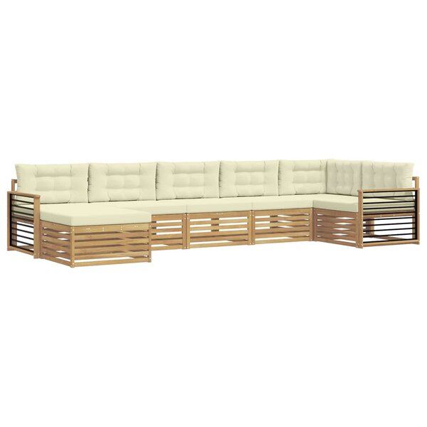 vidaXL Ensemble de canapés d'extérieur 7 pc Blanc et crème