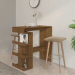 vidaXL Table de bar étagère de rangement chêne marron bois ingénierie