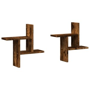 vidaXL Étagères murales 2 Pièces chêne fumé 38x12x38 cm bois d'ingénierie