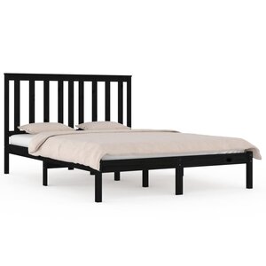 vidaXL Cadre de lit sans matelas noir bois massif 200x200 cm