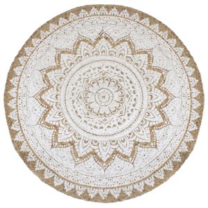 vidaXL Tapis de sol Jute tressée imprimée 240 cm Rond