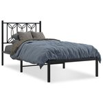 vidaXL Cadre de lit métal sans matelas avec tête de lit noir 80x200 cm