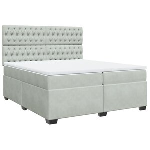 vidaXL Sommier à lattes de lit et matelas Gris clair 200x200cm Velours