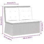 vidaXL Banc inclinable de jardin et coussins gris clair résine tressée