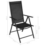 vidaXL Chaises pliables de jardin 2 Pièces Aluminium et textilène Noir