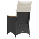 vidaXL Chaise inclinable de jardin avec coussins noir résine tressée