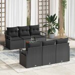 vidaXL Ensemble de canapé de jardin 7 Pièces Noir