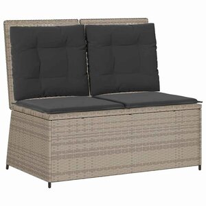 vidaXL Banc de jardin avec coussin Gris clair Poly rotin