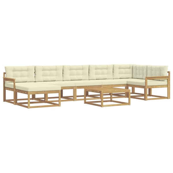 vidaXL Ensemble de canapés d'extérieur 8 Pièces Blanc et crème