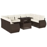 vidaXL Salon de jardin 10 Pièces avec coussins marron résine tressée