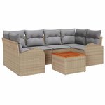 vidaXL Ensemble de canapé de jardin 7 Pièces Beige Poly rotin