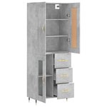 vidaXL Buffet haut Gris béton 69 5x34x180 cm Bois d'ingénierie