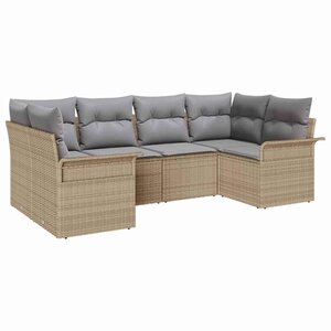 vidaXL Ensemble de canapé de jardin 6 Pièces Beige Poly rotin