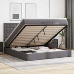 vidaXL Cadre de lit ottoman avec matelas gris 180x200 cm similicuir