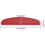 vidaXL Tapis d'escalier 20 pièces 65 x 24 x 4 cm Bordeaux Demi-rond Grand