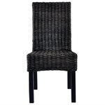 vidaXL Chaises à manger lot de 6 noir rotin Kubu et bois de manguier