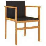 vidaXL Chaises de jardin lot de 2 noir résine tressée et bois massif