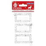 12 étiquettes adhésives de Noël - Étoiles argentées iridescentes