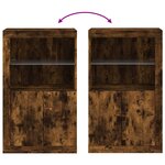 vidaXL Armoire latérale avec lumières LED chêne fumé bois d'ingénierie