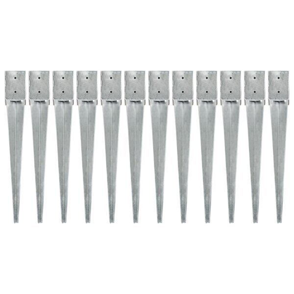 vidaXL Piquets au sol 12 Pièces Argenté 10x10x76 cm Acier galvanisé