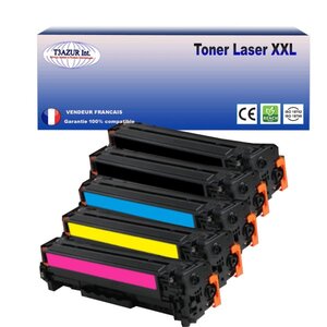 T3AZUR - Lot de 5 Toners compatibles avec Canon 045H pour Canon MF-631Cn MF-633Cdw MF-635Cx (Noir+Couleur)