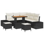 vidaXL Canapé de jardin 8 pièces en poly rotin noir et acacia