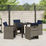 vidaXL Ensemble de salle à manger pour jardin 5 Pièces Gris Poly rotin