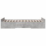vidaXL Cadre de lit et tiroirs gris béton 75x190 cm bois d'ingénierie