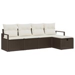 vidaXL Ensemble de canapé de jardin 5 pièces avec coussins marron en poly rotin