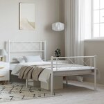 vidaXL Cadre de lit métal sans matelas et pied de lit blanc 100x200 cm
