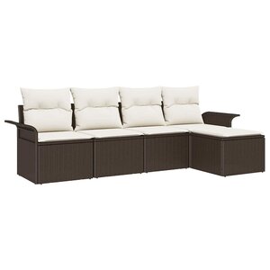 vidaXL Ensemble de canapé de jardin 5 Pièces Marron Poly rotin
