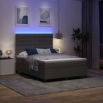 vidaXL Lit à ressorts avec matelas Gris foncé 140 x 190 cm tissu