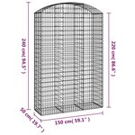 vidaXL Panier de gabions arqué 150x50x220/240 cm Fer galvanisé