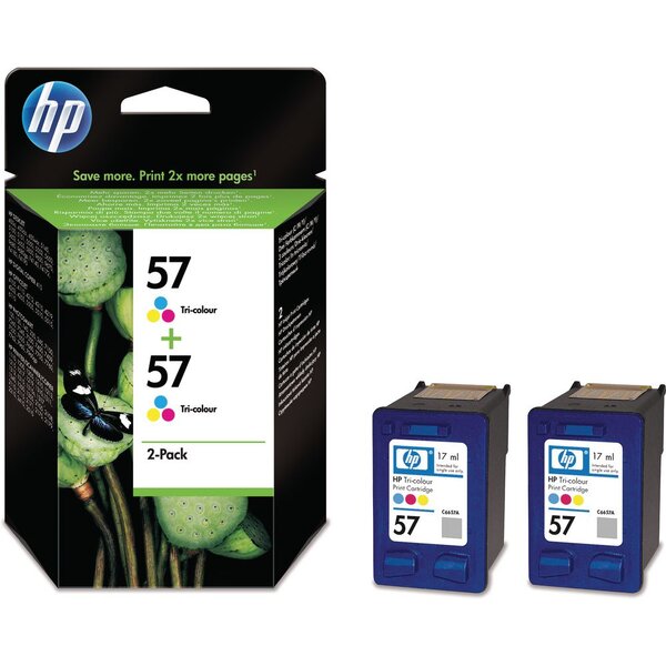 57 cartouche d'encre authentique pack de 2 tricolore (c9503ae) - cyan  magenta  jaune (paquet 2 unités)