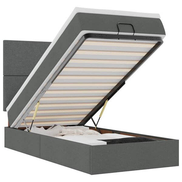 vidaXL Lit ottoman avec matelas et LED Gris foncé 80x200cm tissu