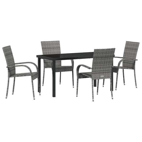 vidaXL Ensemble de salle à manger pour jardin 5 Pièces Gris Poly rotin