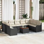 vidaXL Ensemble de canapé de jardin 10 Pièces Noir  blanc