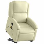 vidaXL Fauteuil inclinable crème cuir véritable