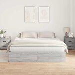 vidaXL Cadre de lit avec rangement Gris Sonoma 200 x 200 cm