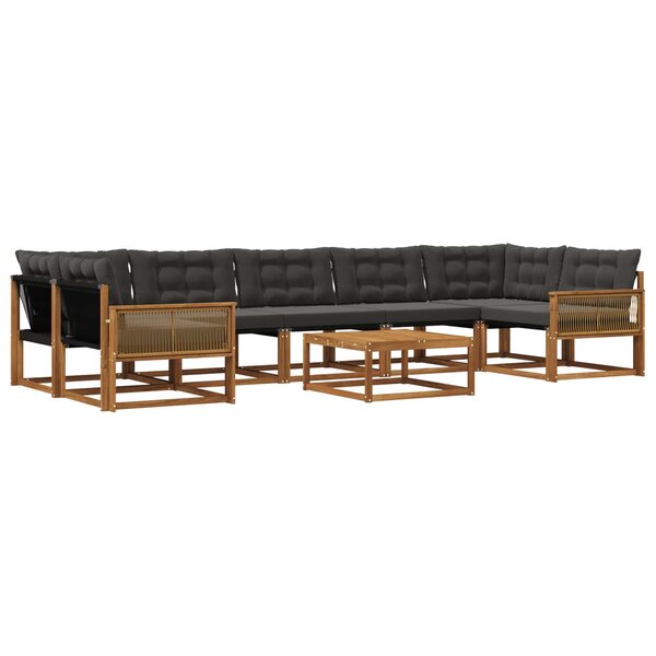 vidaXL Ensemble de canapés d'extérieur 8 Pièces Naturel et noir