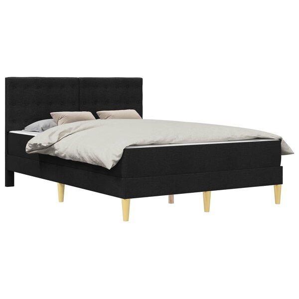vidaXL Cadre de lit avec matelas Noir 120 x 190 cm Tissu