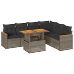 vidaXL Salon de jardin avec coussins 7 Pièces gris résine tressée acacia