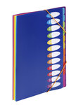Trieur accordéon 12 compartiments en plastique A4 avec porte étiquette Happy Fluo