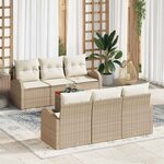 vidaXL Ensemble de canapé de jardin 7 Pièces Beige Poly rotin