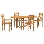 vidaXL Ensemble de salle à manger pour jardin 5 Pièces Marron Teck massif